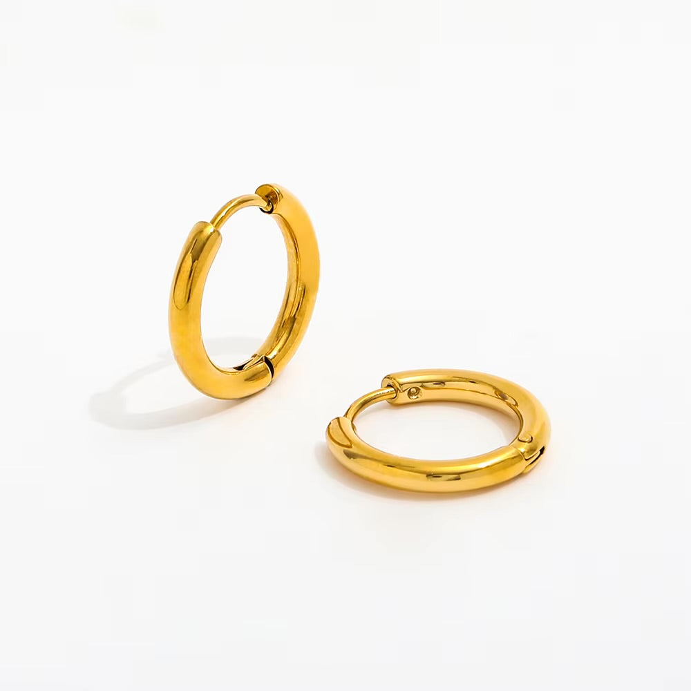18K gold plated simple hoops, hypoallergenic