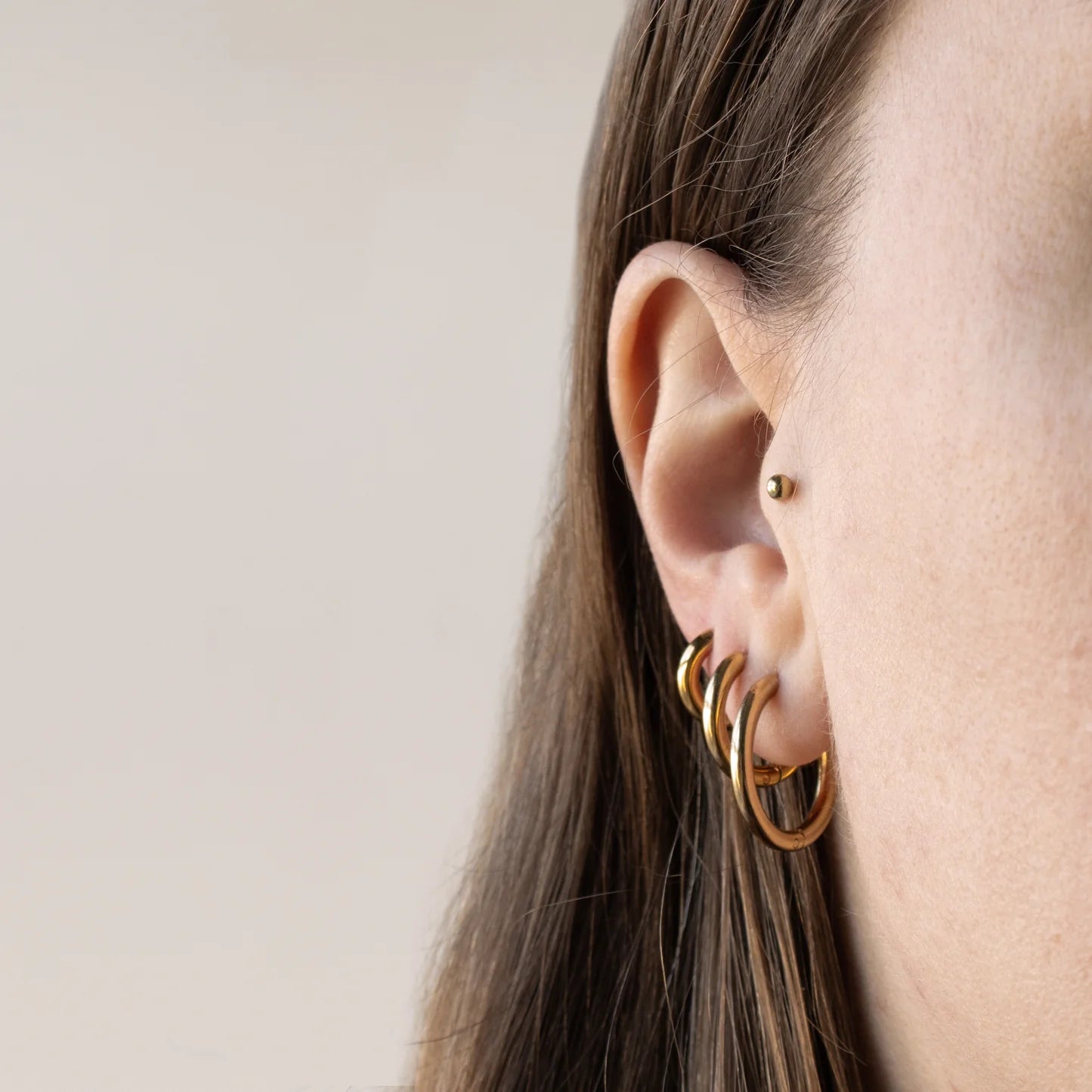 18K gold plated simple hoops, hypoallergenic