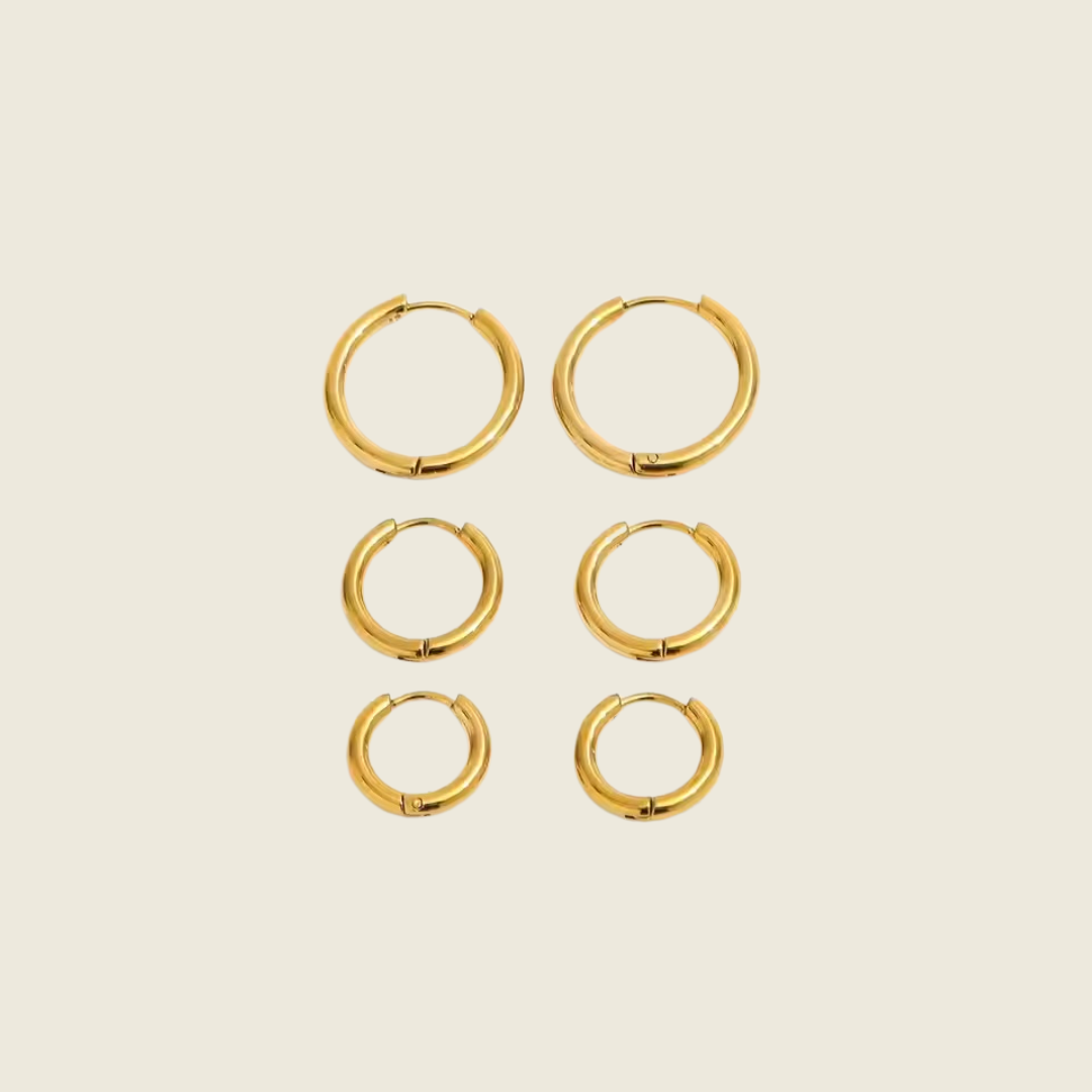 18K gold plated simple hoops, hypoallergenic
