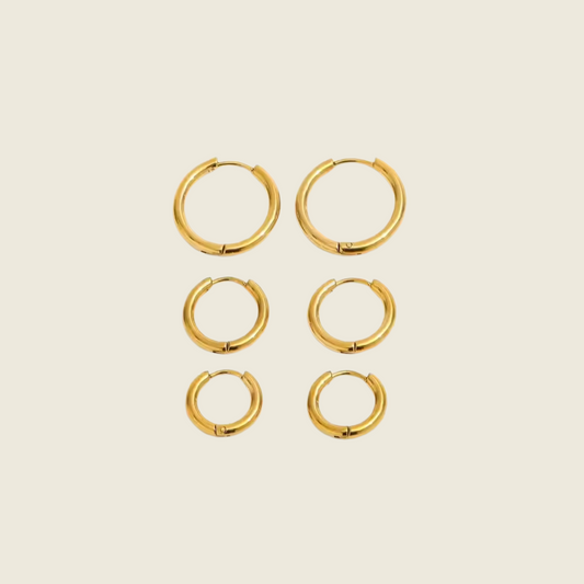 18K gold plated simple hoops, hypoallergenic
