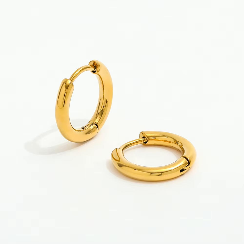 18K gold plated simple hoops, hypoallergenic