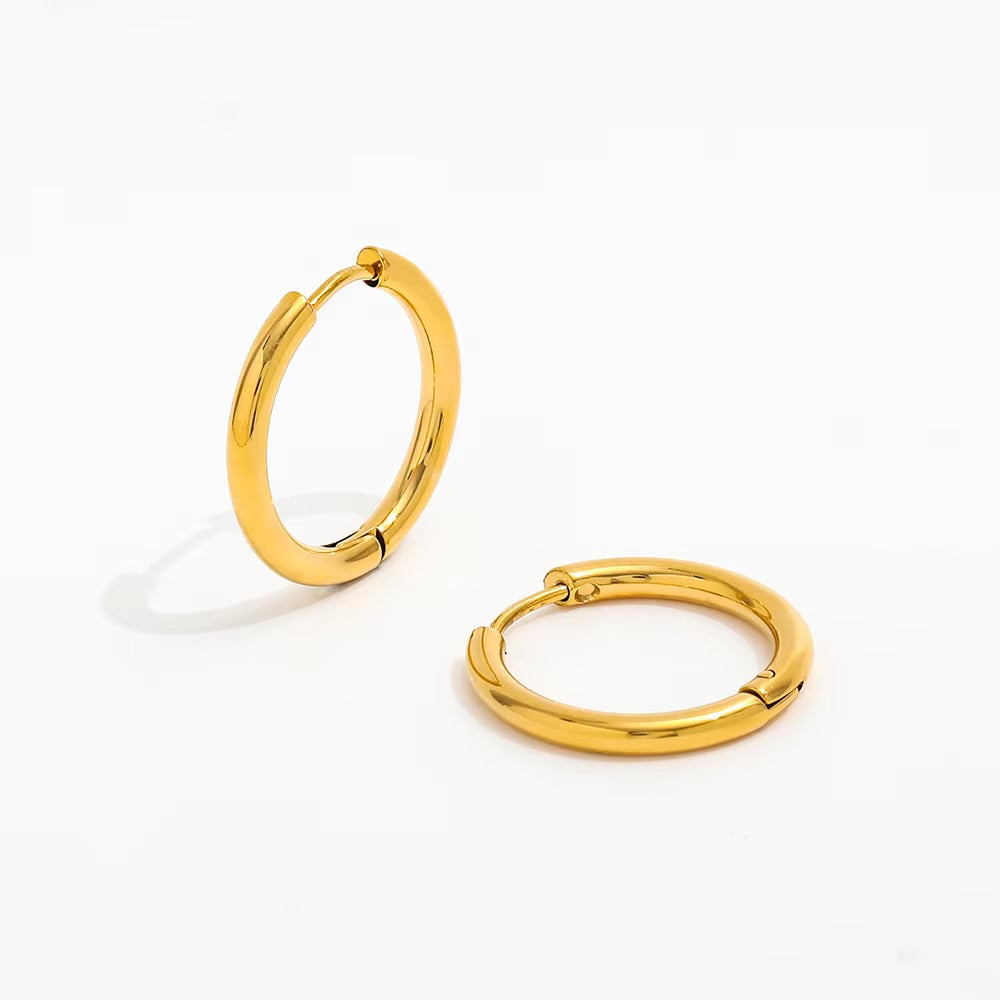 18K gold plated simple hoops, hypoallergenic